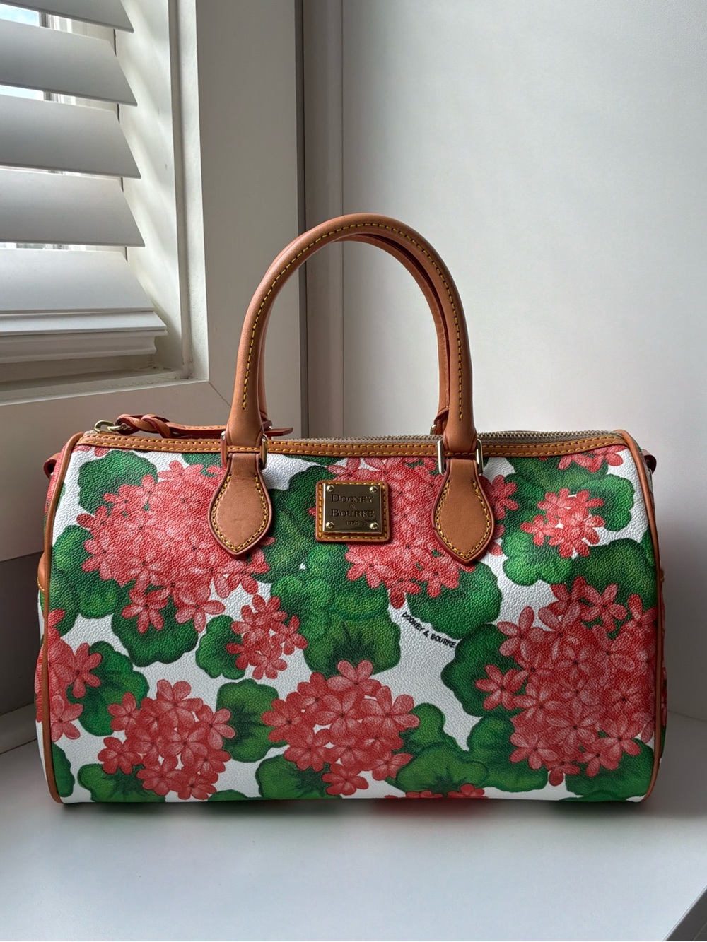 Dooney & Bourke Hydrangea Floral Barrel Satchel. J6266575 - Picture 2 of 16